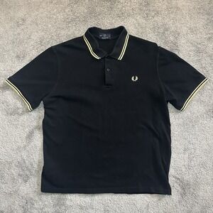 Fred Perry M12 Polo Shirt Mens 46" Black Twin Tipped England Cotton